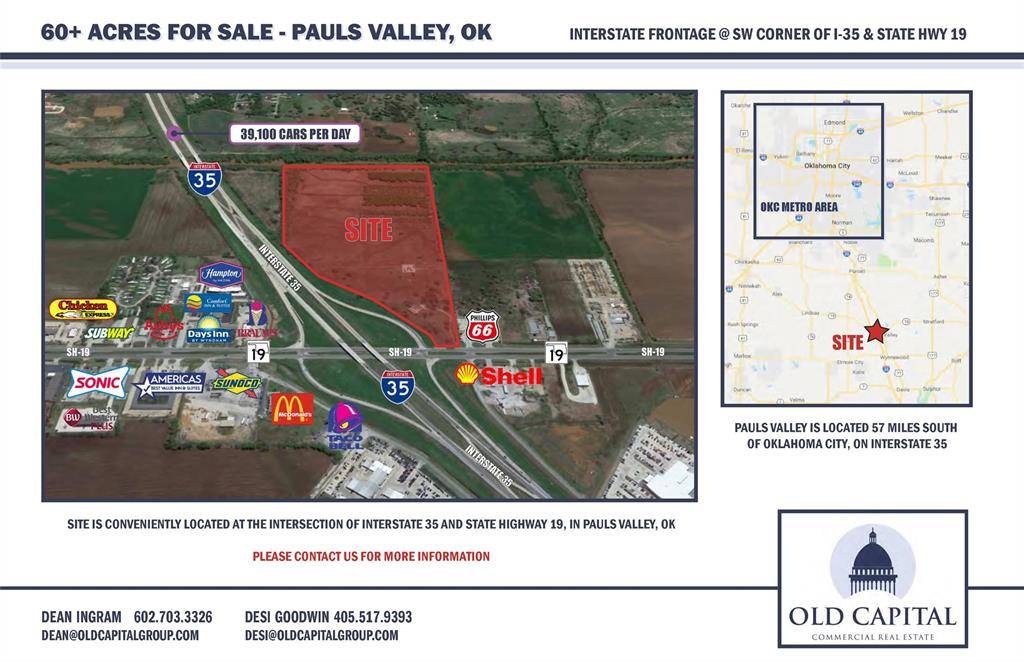 Pauls Valley, OK 73075,000 NWC Highway 19 & I-35