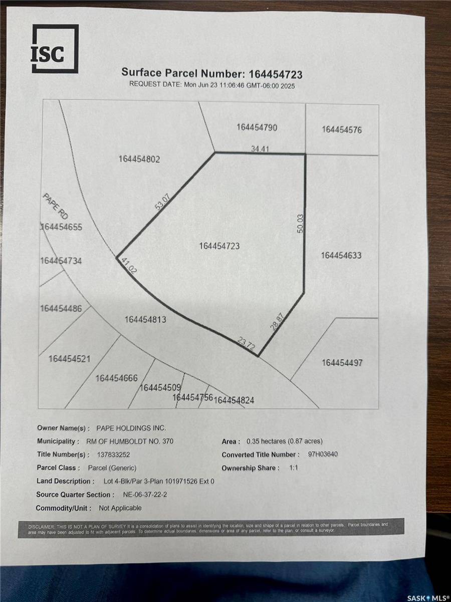 Humboldt Rm No. 370, SK S0K 2A0,Lot 4 Blk 3 Pape ROAD