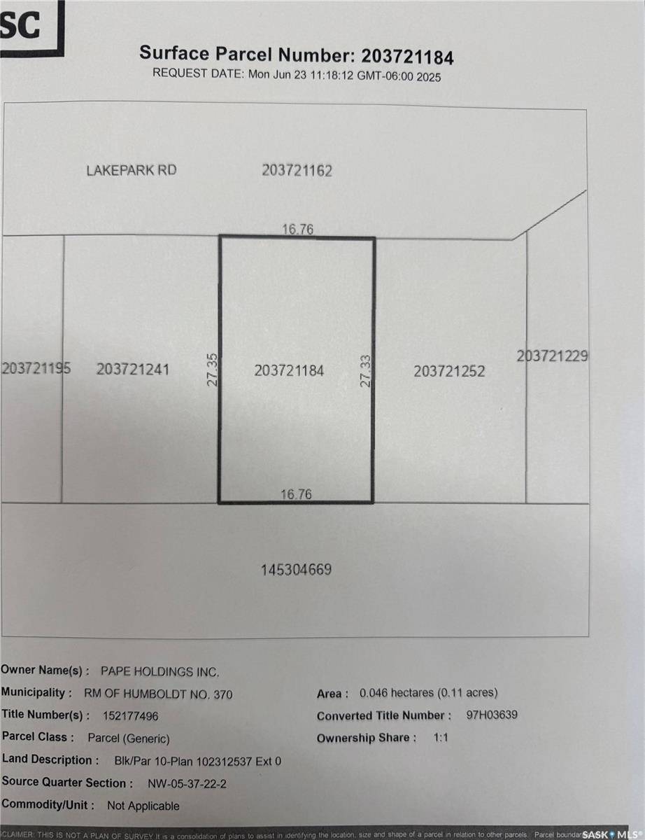 Humboldt Rm No. 370, SK S0K 2A0,10 Lakepark ROAD