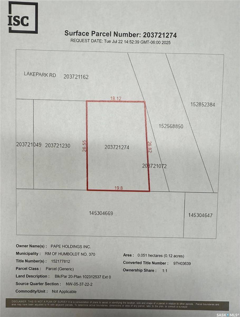 Humboldt Rm No. 370, SK S0K 2A0,20 Lakepark ROAD