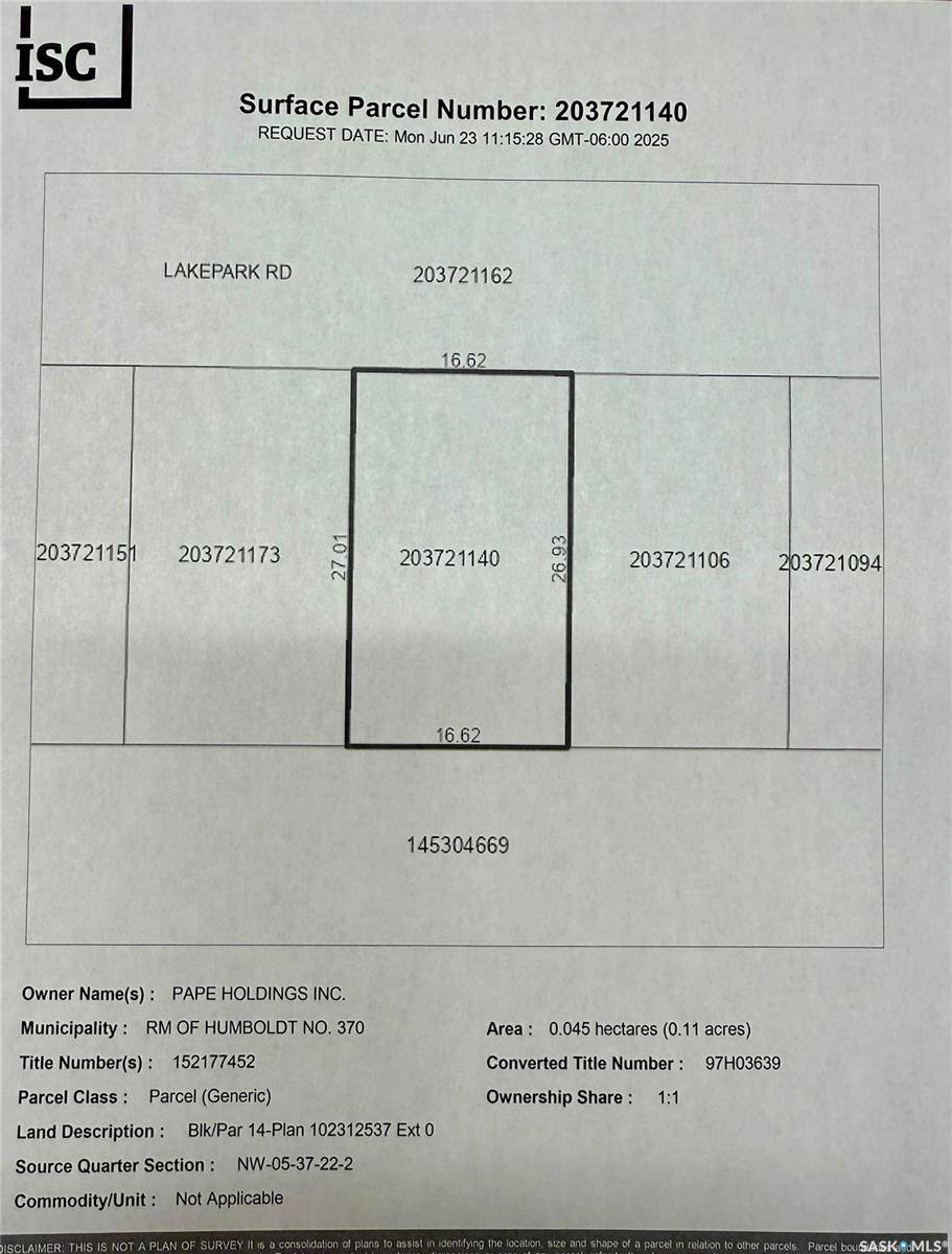 Humboldt Rm No. 370, SK S0K 2A0,14 Lakepark ROAD