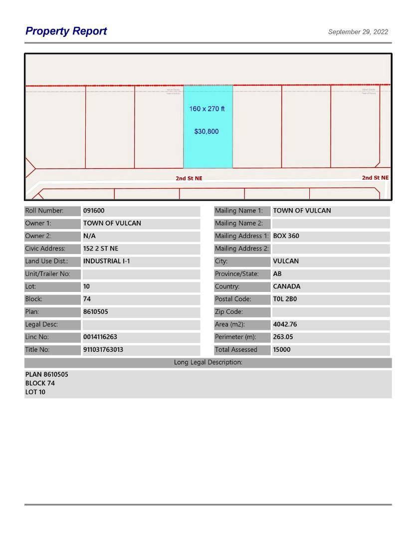 Vulcan, AB T0L 2B0,152 2 ST NE