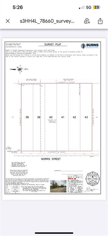Commerce, TX 75428,TBD Norris Street