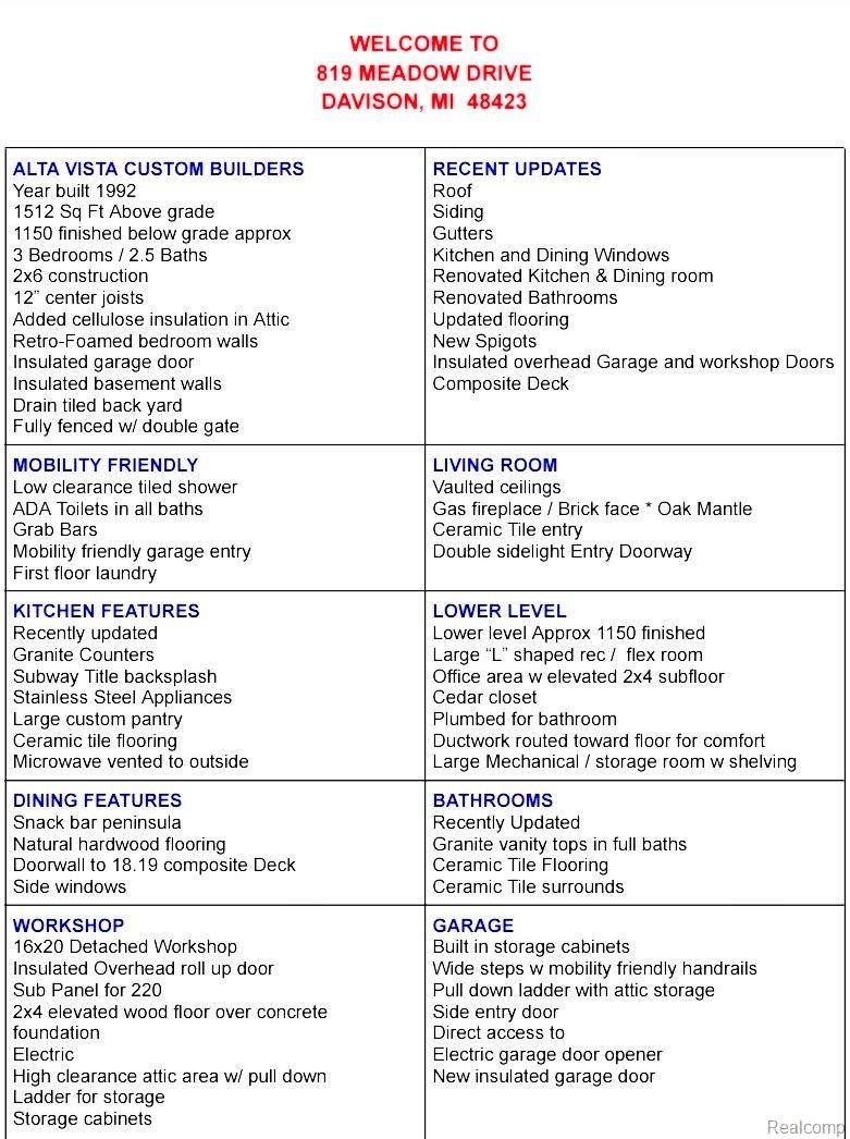 Davison, MI 48423,819 Meadow DR