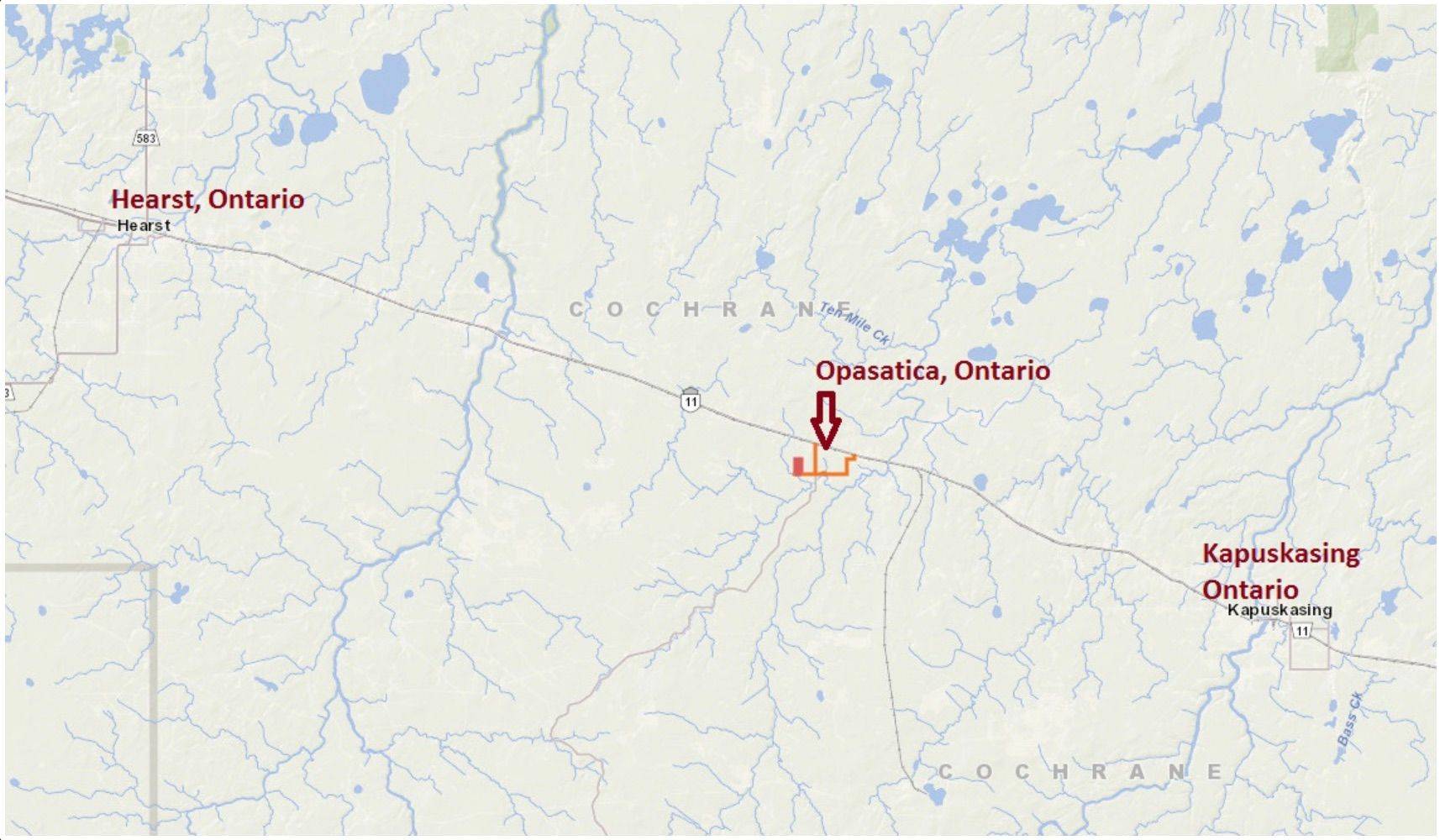 LOT9 CON7 PART 1 Crow Creek RD, Kapuskasing, ON P0L 1N0