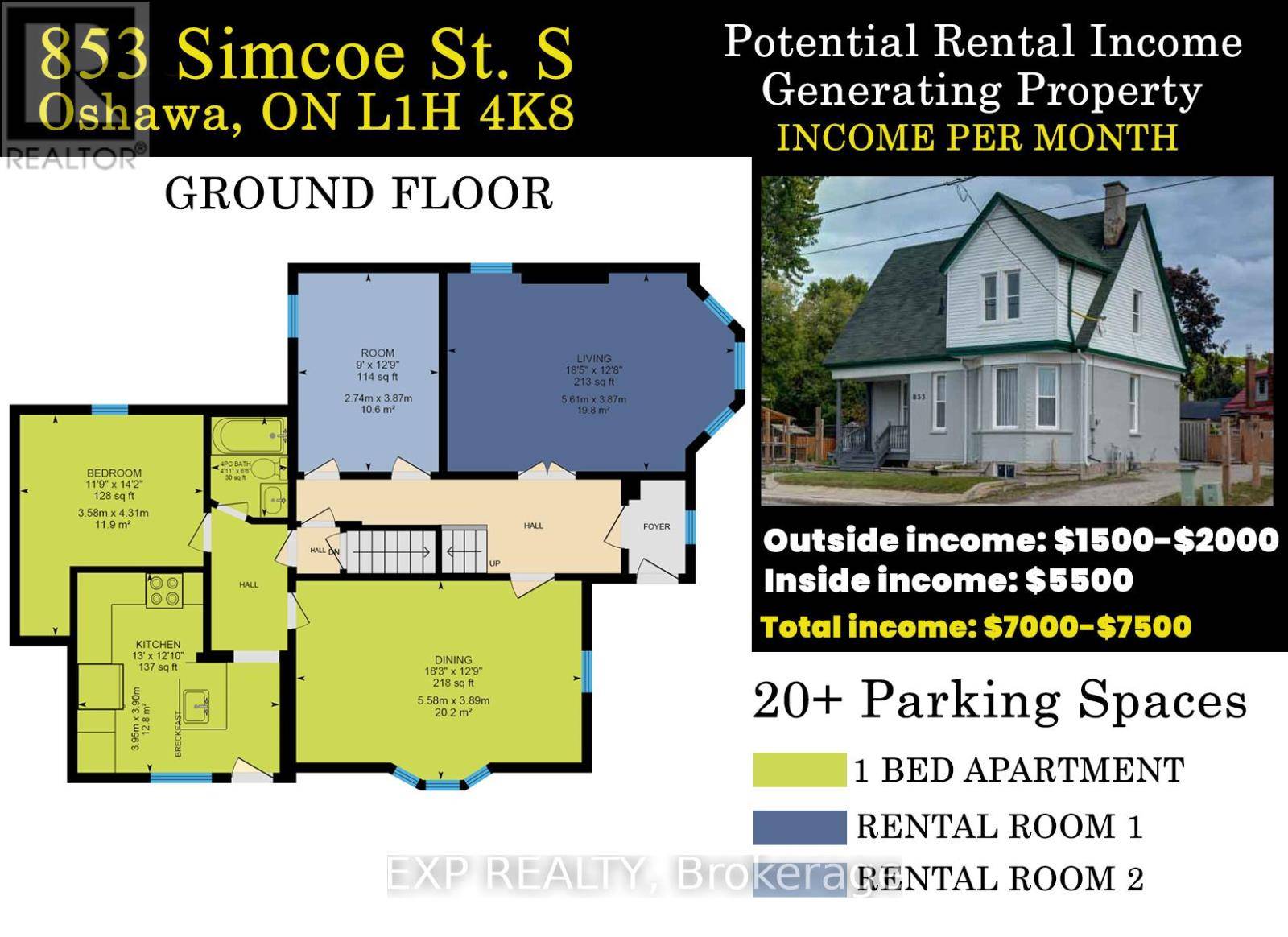 Oshawa (lakeview), ON L1H4K8,853 SIMCOE STREET S