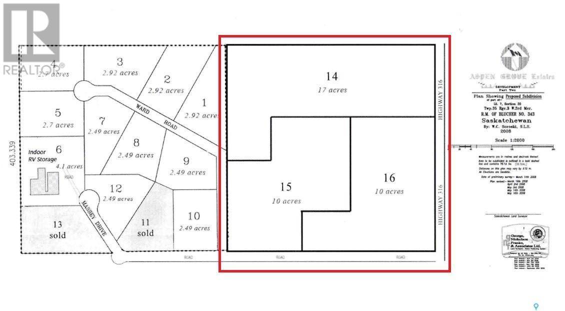 Blucher Rm No. 343, SK S0K0P0,Hwy 316 - 37 acres