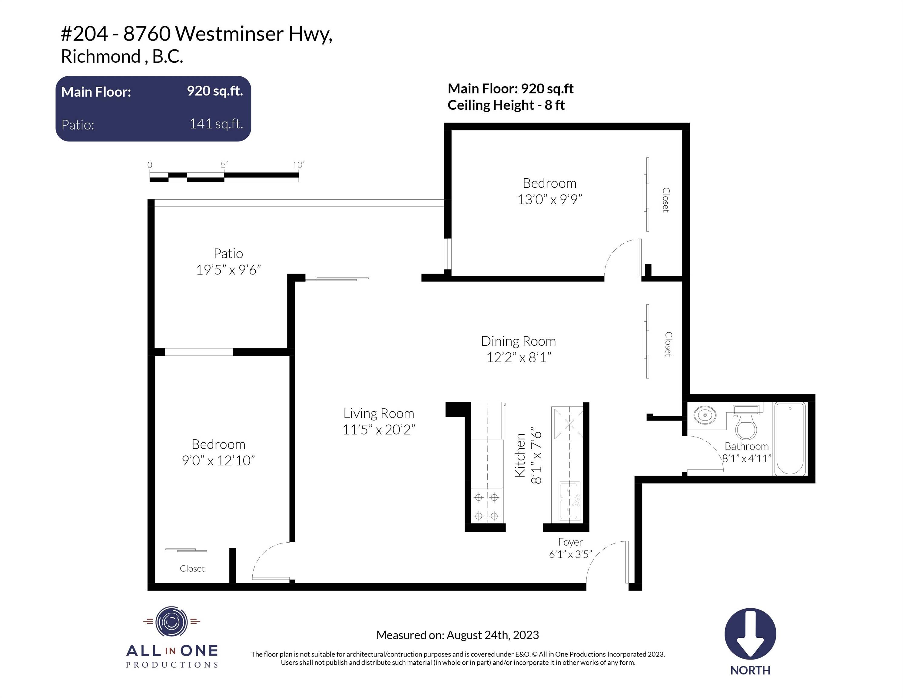 Richmond, BC V6X 1A8,8760 WESTMINSTER HWY #204