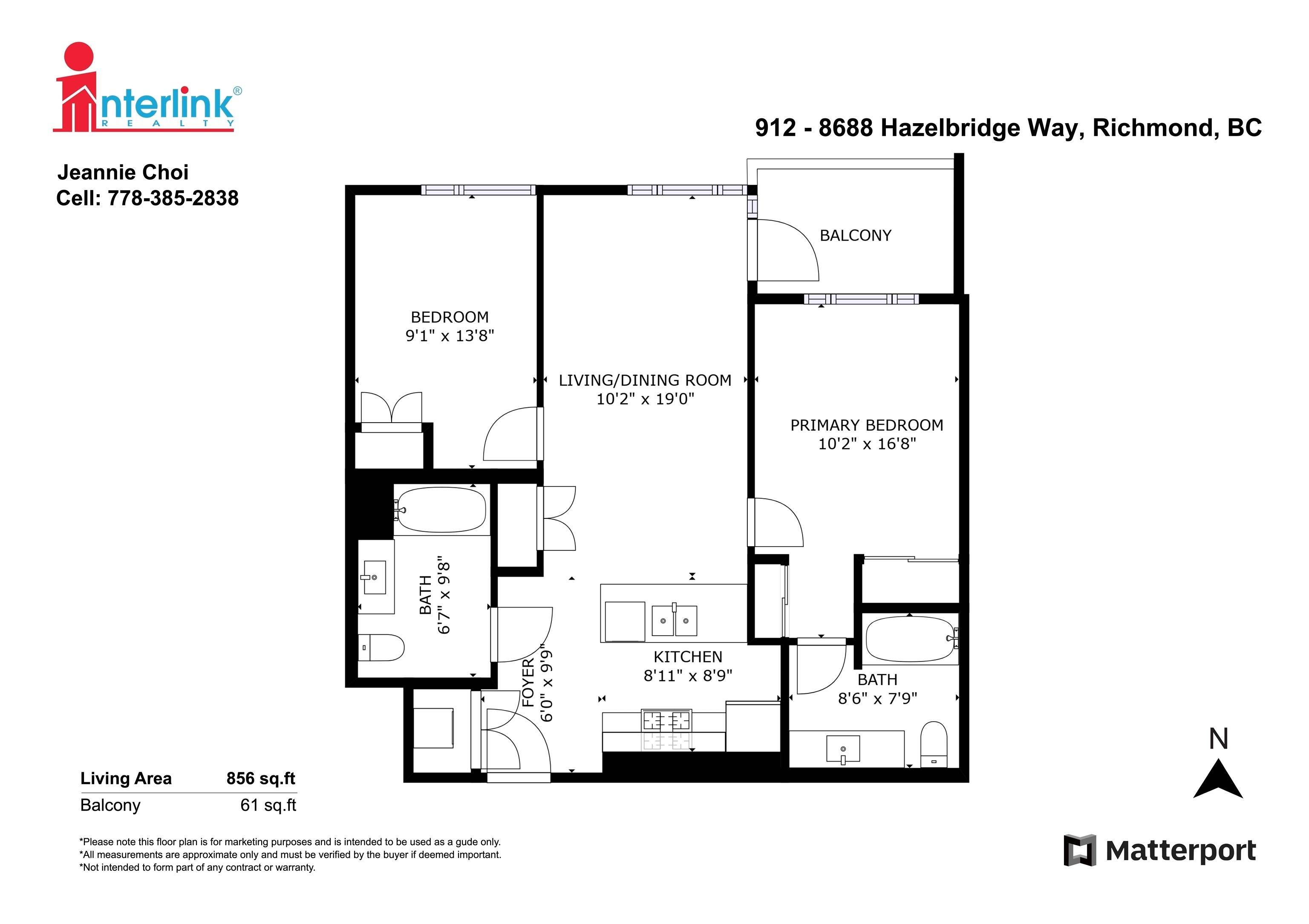 Richmond, BC V6X 0R6,8688 HAZELBRIDGE WAY #912