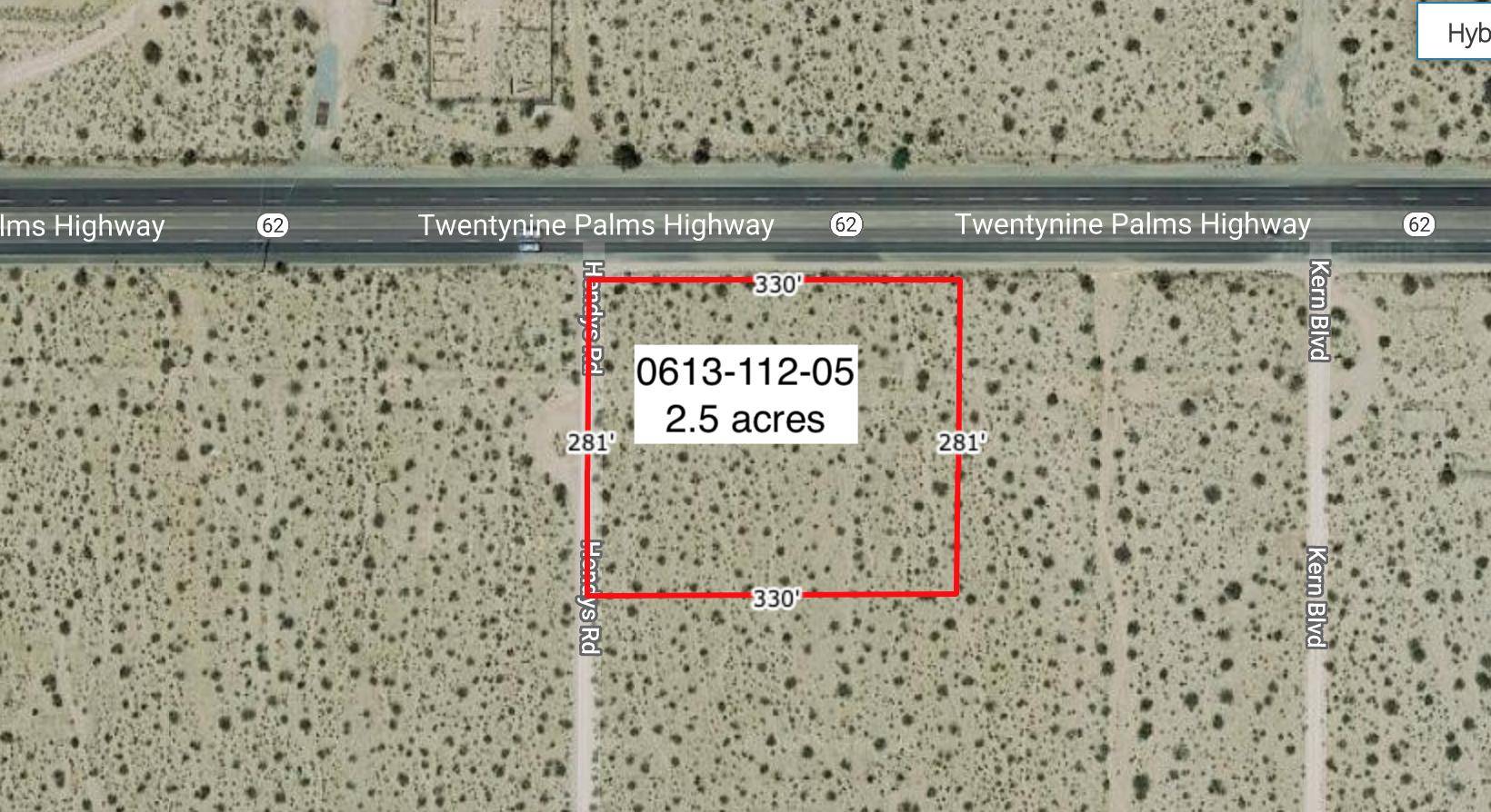 Twenty-nine Palms, CA 92277,0 Acres On Hwy 62 Near Hendy'S RD