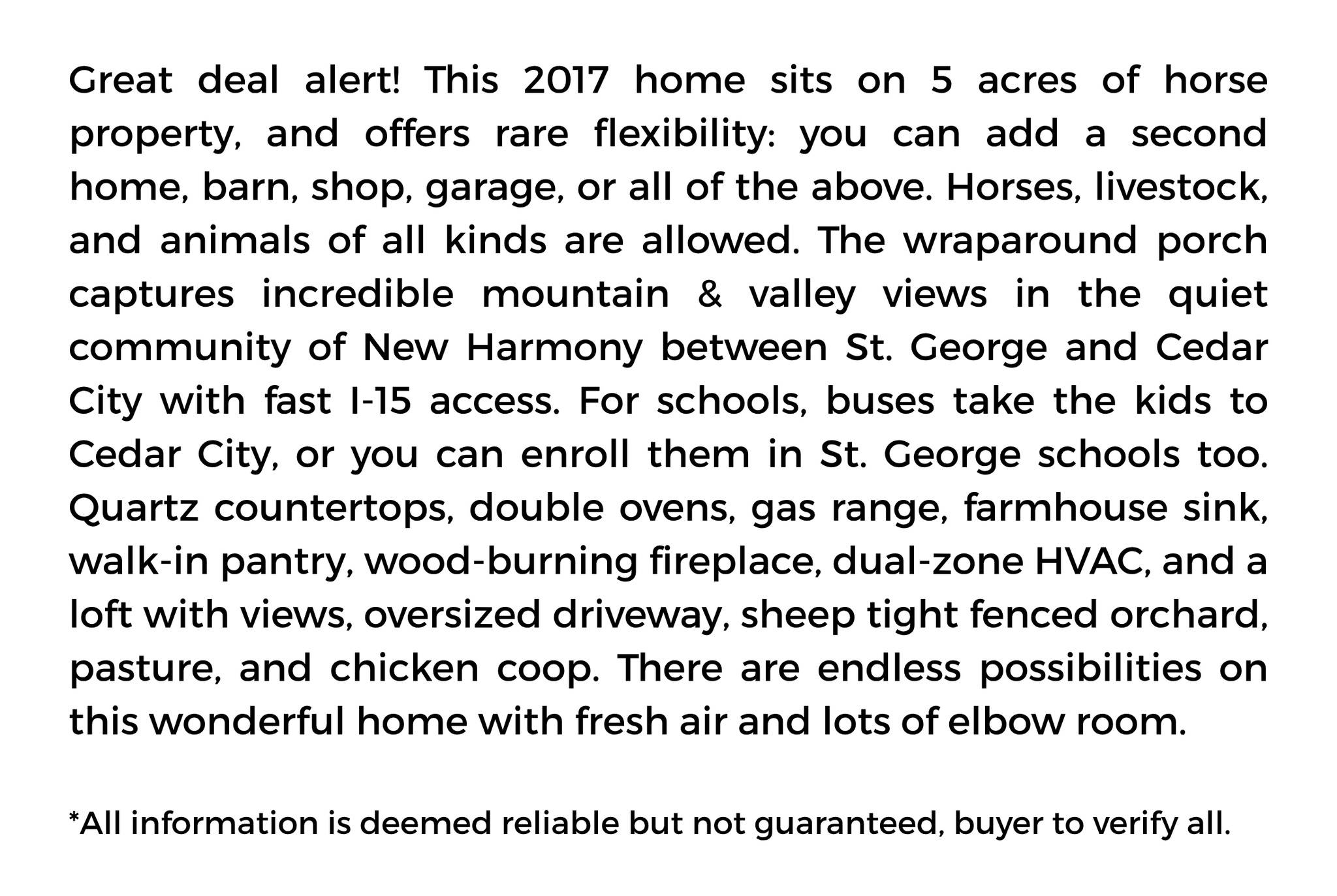 New Harmony, UT 84757,1716 S OLD HIGHWAY 91