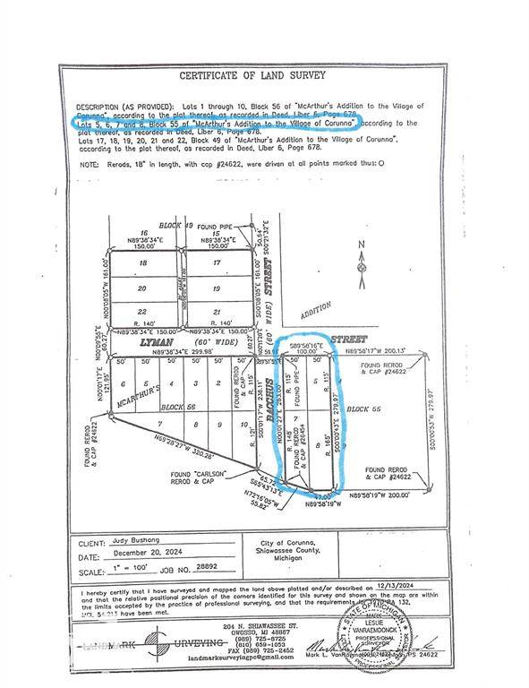 Corunna, MI 48817,VL Lyman Street