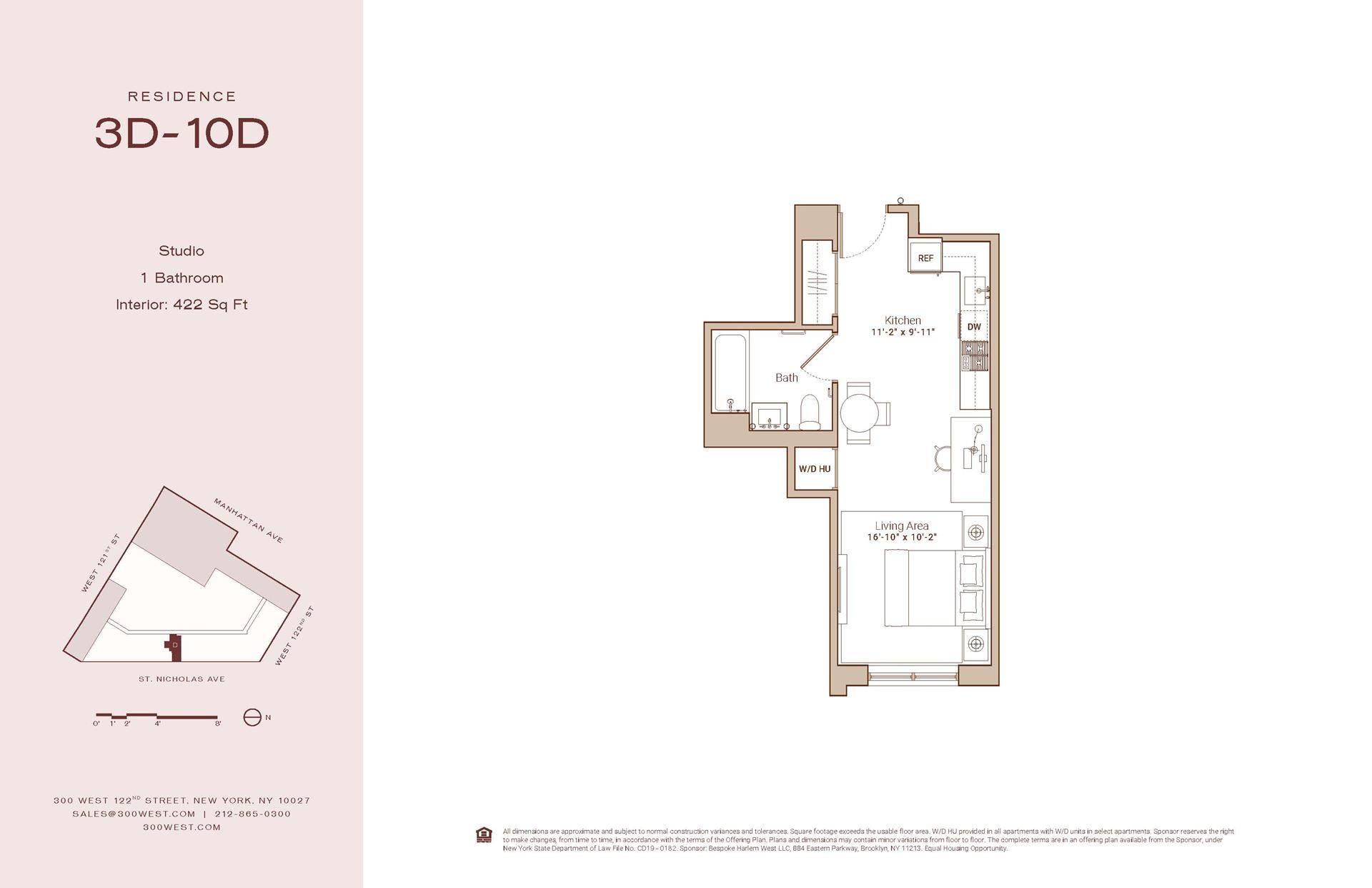 Manhattan, NY 10027,300 W 122ND Street #5D