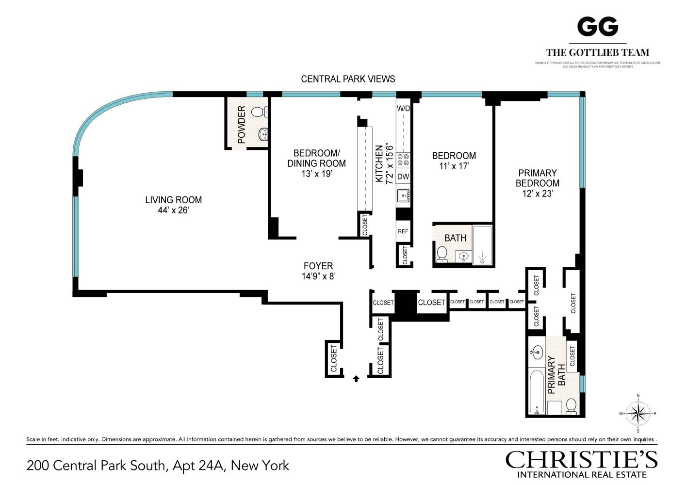 Manhattan, NY 10019,200 CENTRAL Park S #24A