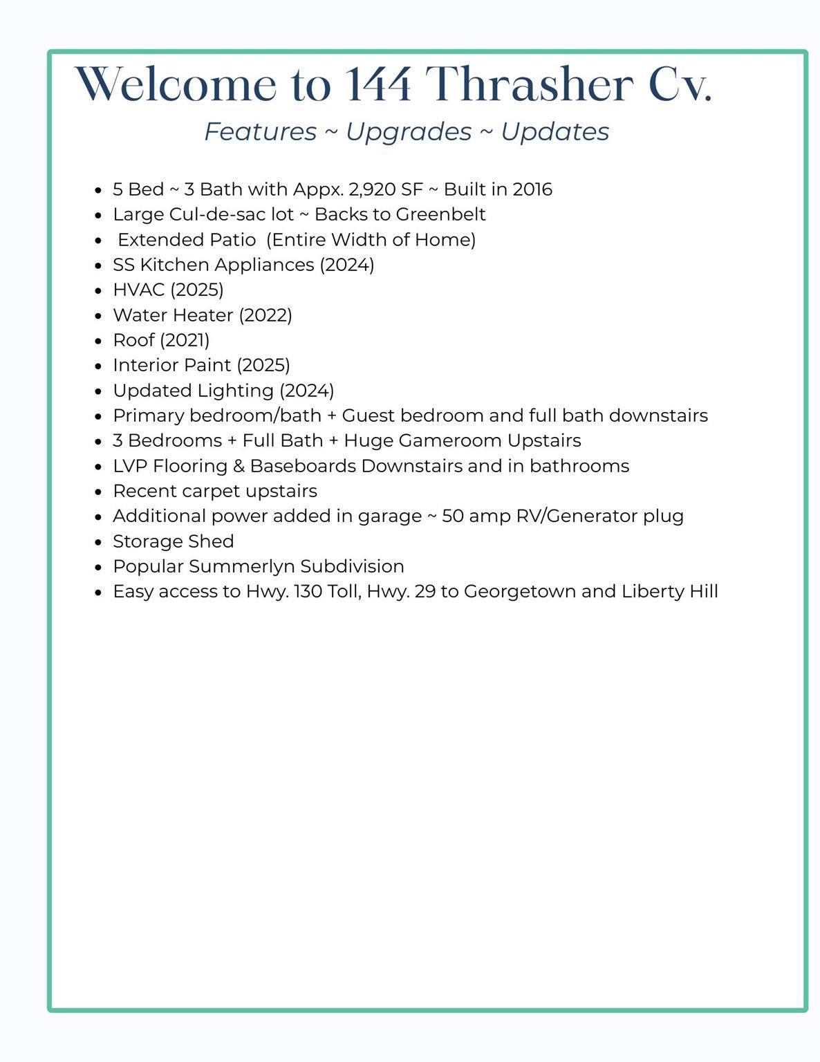 Leander, TX 78641,144 Thrasher CV