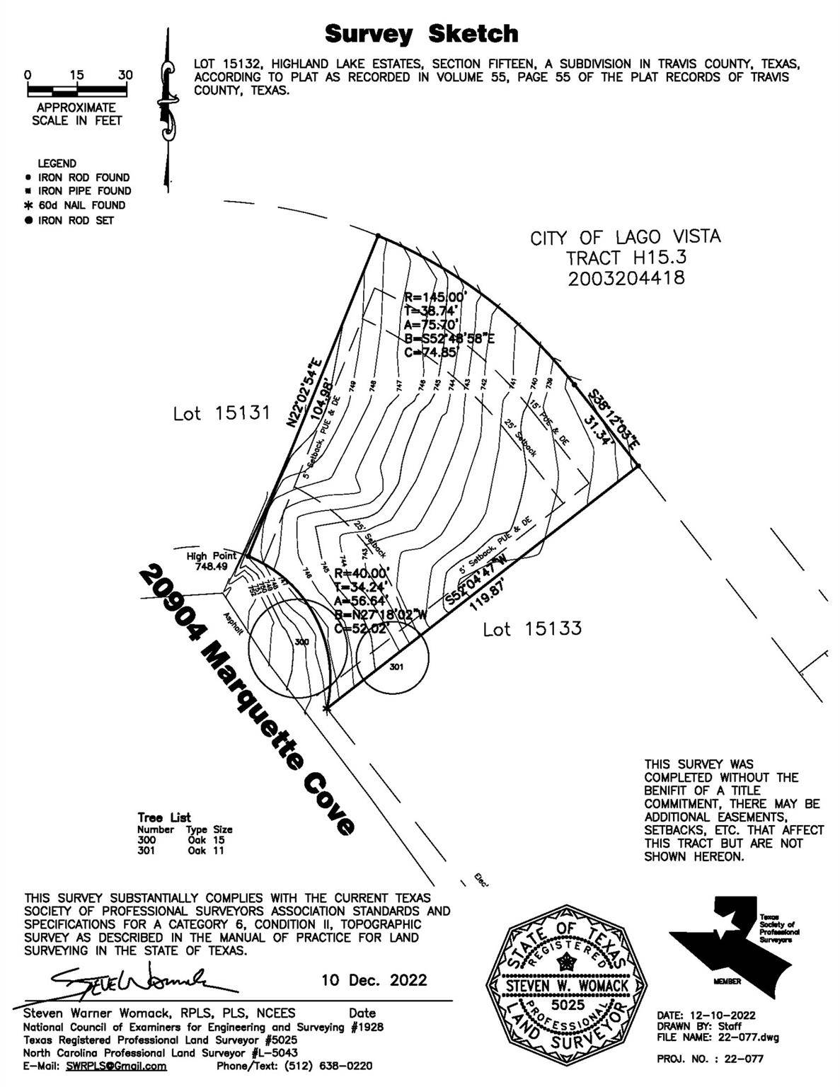 Lago Vista, TX 78645,20904 Marquette CV