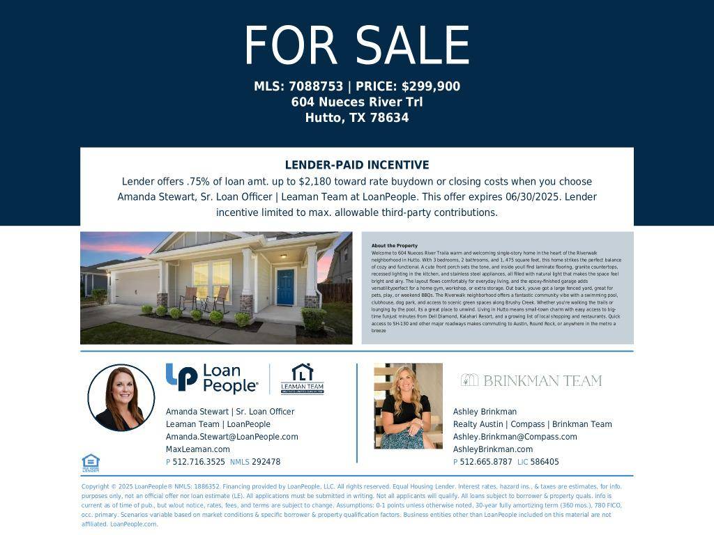 Hutto, TX 78634,604 Nueces River TRL