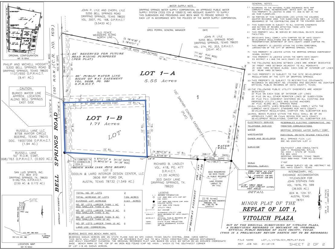 Dripping Springs, TX 78620,Lot1B Bell Springs RD