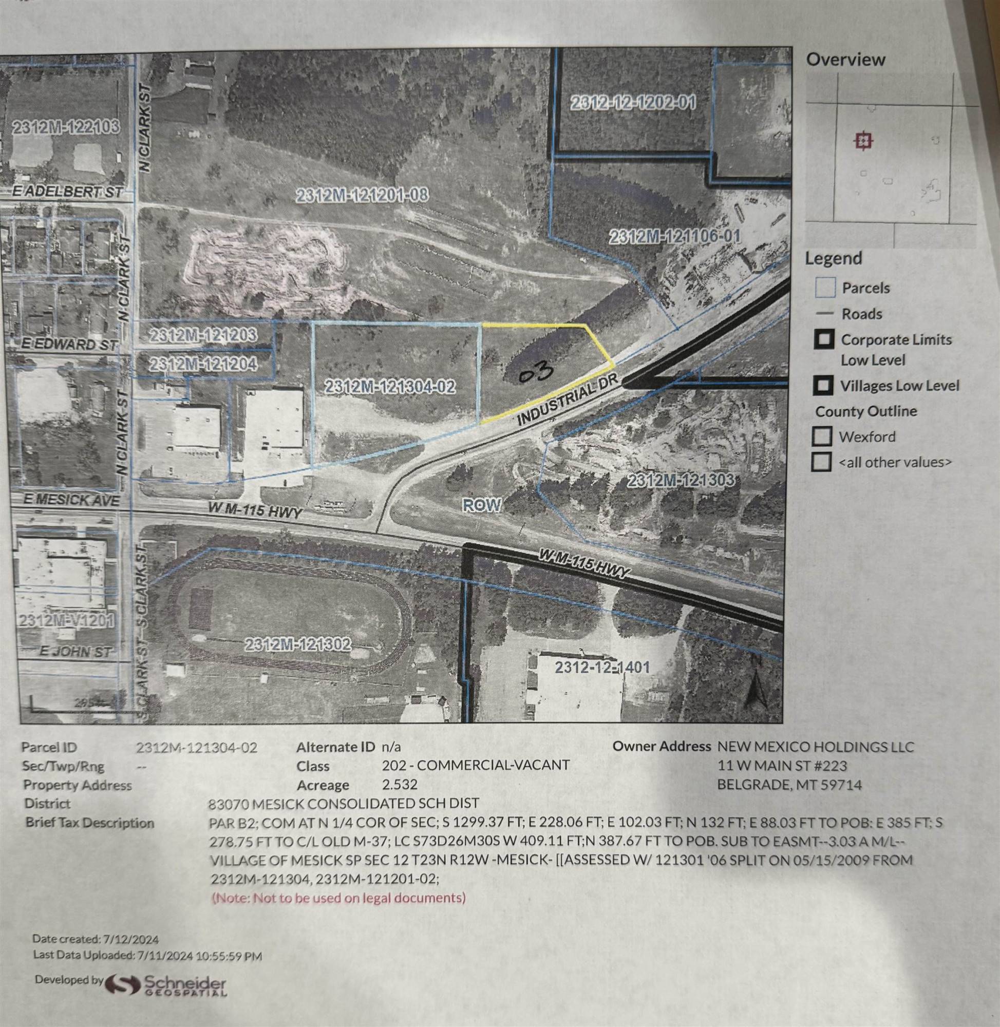 Mesick, MI 49668,Parcel 3 Industrial