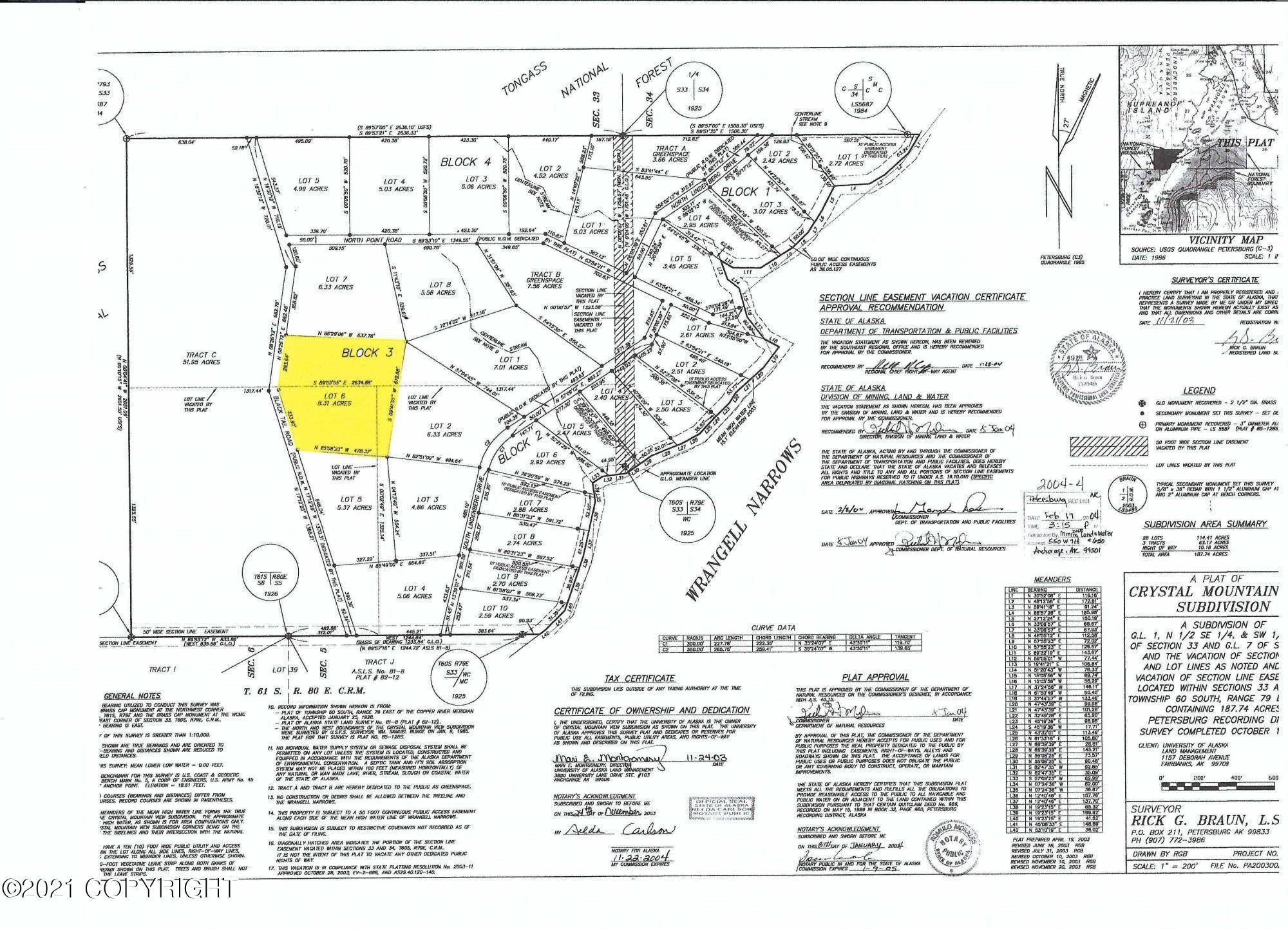 Petersburg, AK 99833,L6 B3 Crystal Mt View Subdivision