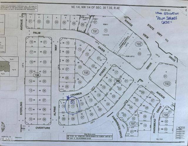 Palm Springs, CA 92262,Lot 20 Cramer ST