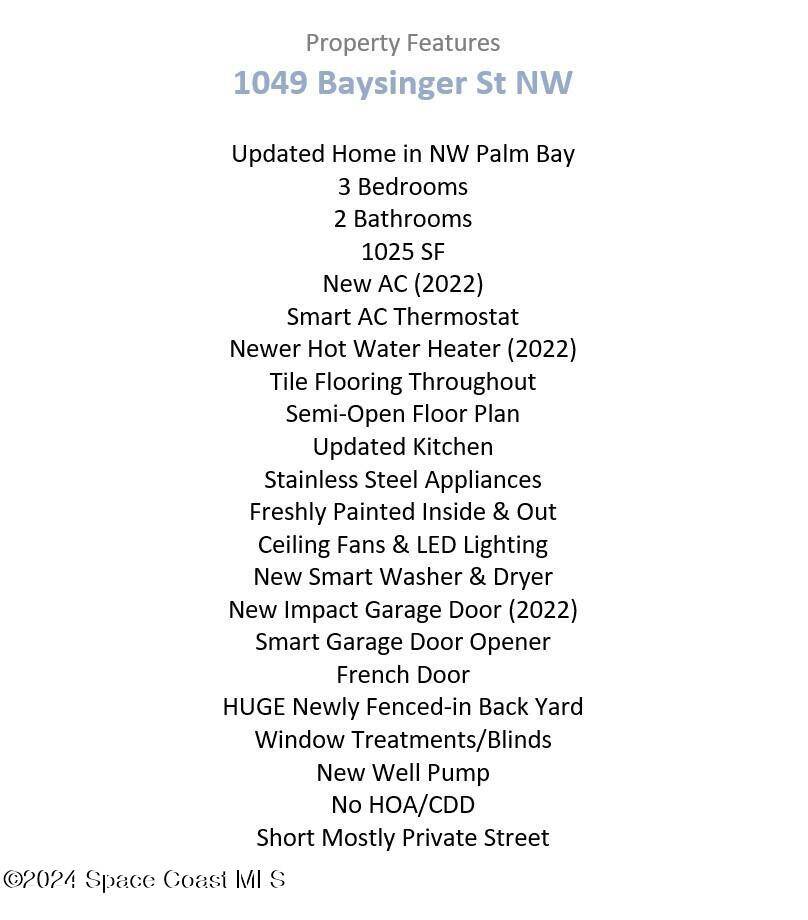 Palm Bay, FL 32907,1049 Baysinger ST NW