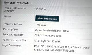 Banning, CA 92220,0 Lower