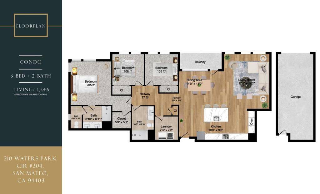San Mateo, CA 94403,210 Waters Park CIR #204
