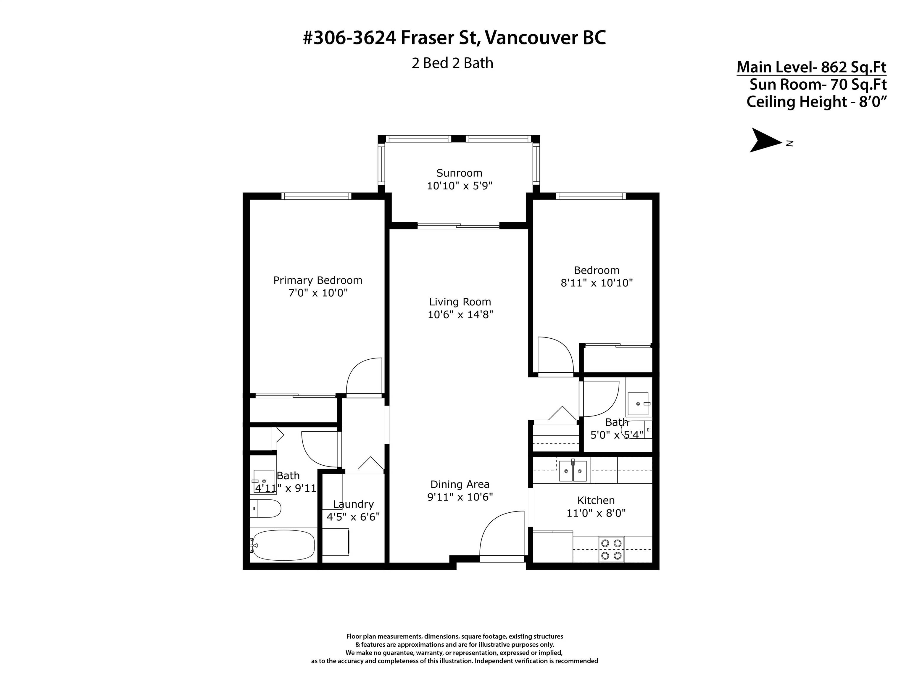 Vancouver, BC V5V 4C8,3624 Fraser ST #306